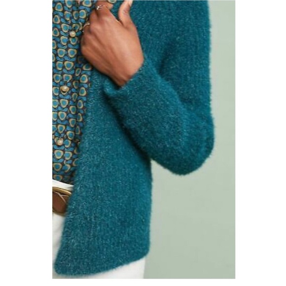 Anthropologie Sleeping on Snow Northbound Eyelash Cardigan Sweater Teal Small - Picture 2 of 11